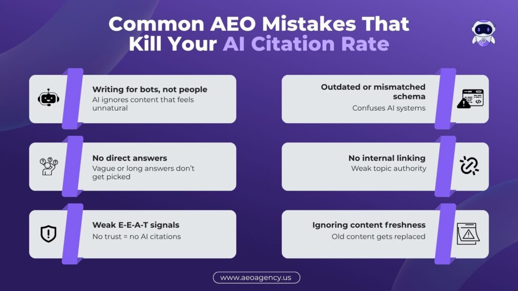 common answer engine optimization mistakes